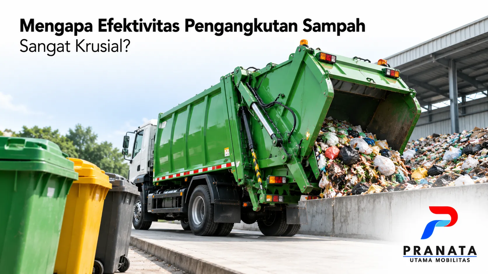 Truck compactor modern saat proses pengangkutan sampah sebagai ilustrasi sistem operasional yang efisien dan mendukung pengelolaan limbah.
