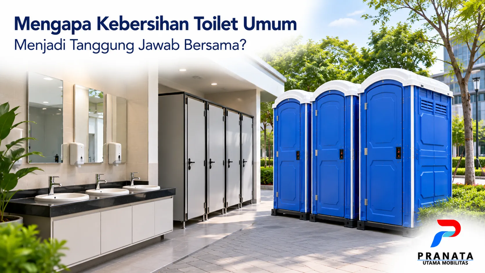 Toilet umum dan toilet portable yang bersih serta terawat untuk mendukung kenyamanan dan kesehatan seluruh pengguna.