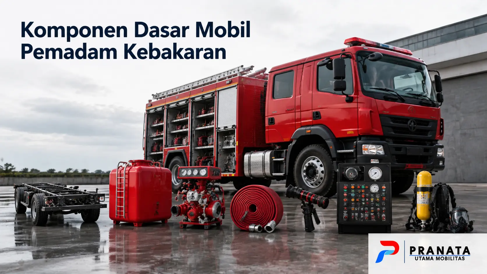 Komponen Dasar Mobil Pemadam Kebakaran Meliputi Chassis Tangki Pompa Hose dan Peralatan Rescue
