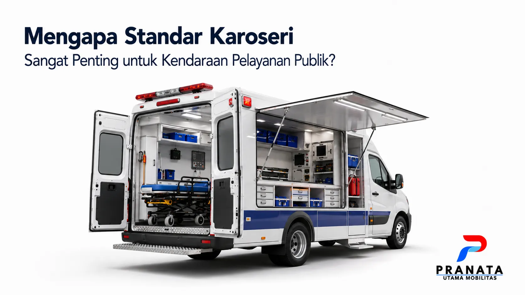 Kendaraan pelayanan publik dengan karoseri sesuai standar keselamatan.