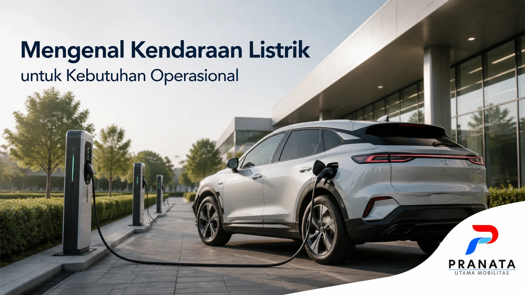 Kendaraan listrik modern dengan sistem pengisian daya untuk mendukung kebutuhan operasional dan mobilitas instansi