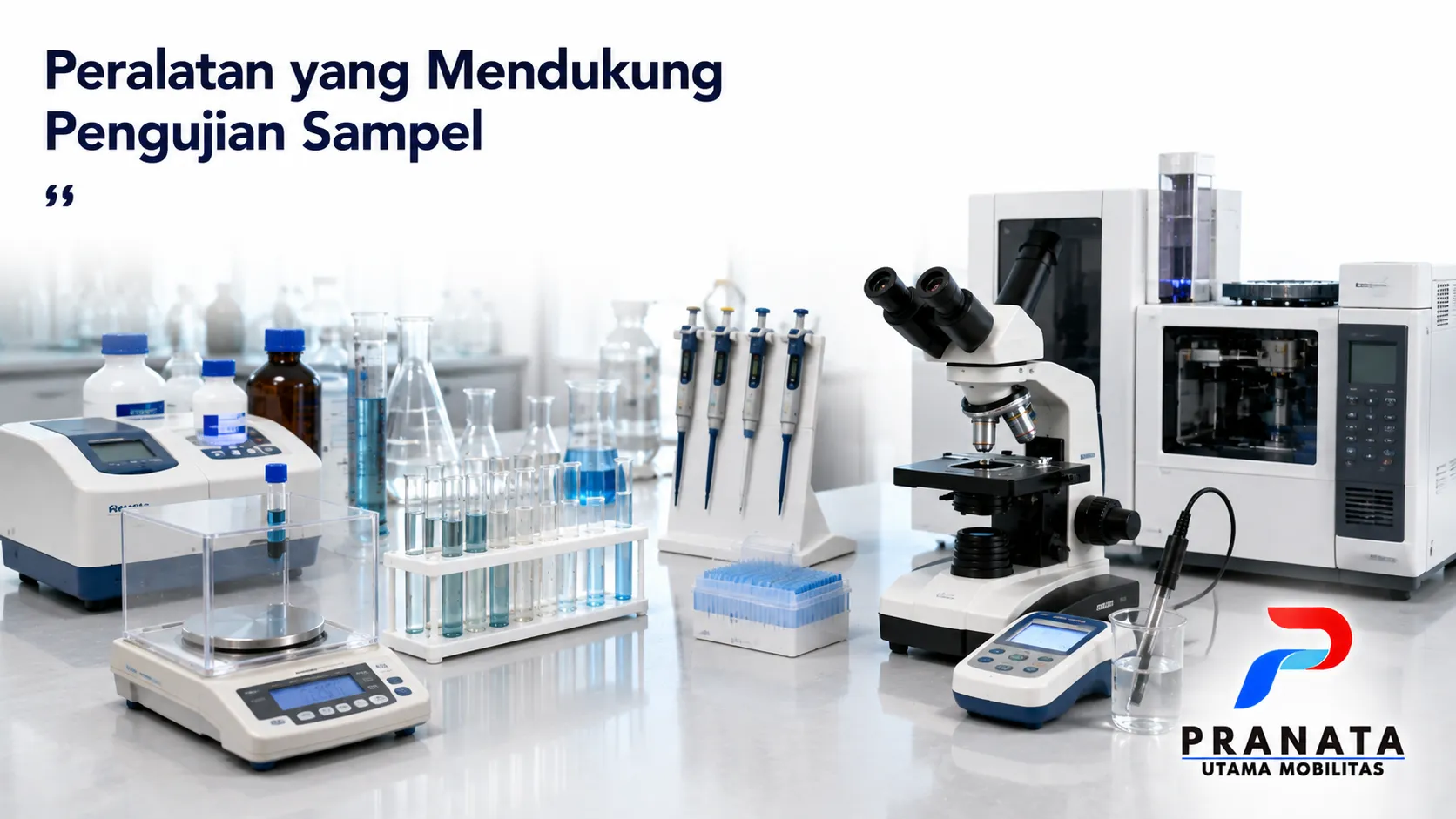 Peralatan laboratorium untuk mendukung pengujian sampel.