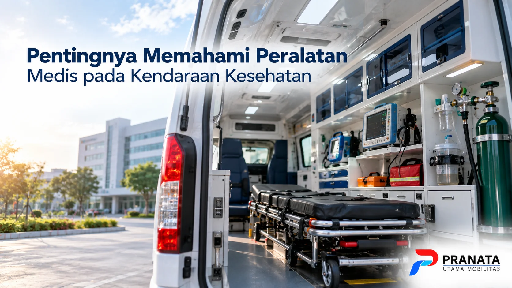 Peralatan medis lengkap di dalam ambulans untuk mendukung pelayanan kesehatan.