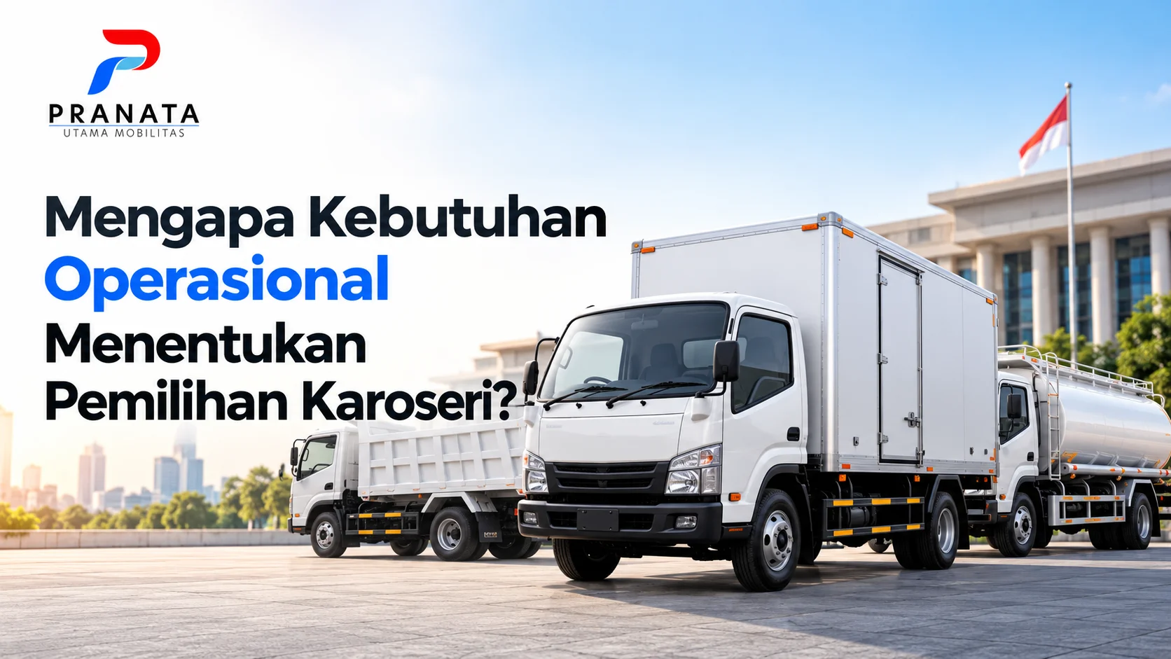 Karoseri Instansi Pemerintah berupa truk boks, truk bak terbuka, dan truk tangki untuk mendukung kebutuhan operasional instansi pemerintah.