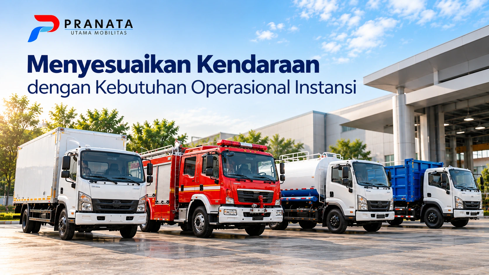 Menyesuaikan kendaraan dengan kebutuhan operasional instansi melalui pilihan mobil boks, mobil pemadam kebakaran, truk tangki, dan truk bak terbuka dari Pranata Utama Mobilitas.